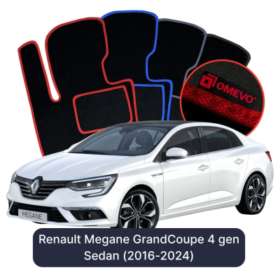 Velour car mats OMEVO for Renault Megane GrandCoupe 4 gen Sedan (2016-2024)