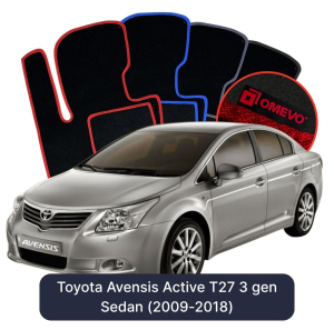 OMEVO Velour Car Mats for Toyota Avensis Active T27 3 gen Sedan (2009-2018)