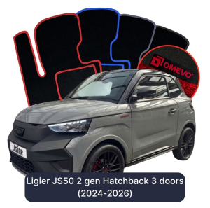 OMEVO Velour Car Mats for Ligier JS50 2 gen Hatchback 3 doors (2024-2026)