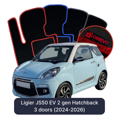 Velour car mats OMEVO for Ligier JS50 EV 2 gen Hatchback 3 doors (2024-2026)
