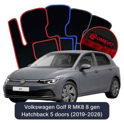 Velour car mats OMEVO for Volkswagen Golf R MK8 8 gen Hatchback 5 doors (2019-2026)