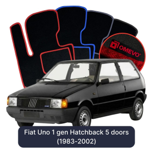 OMEVO Velour Car Mats for Fiat Uno 1 gen Hatchback 5 doors (1983-2002)