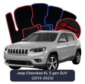 OMEVO Velour Car Mats for Jeep Cherokee KL 5 gen SUV (2013-2023)