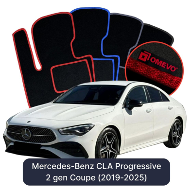 Velour car mats OMEVO for Mercedes-Benz CLA Progressive 2 gen Coupe (2019-2025)