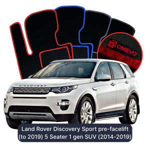 OMEVO Velour Car Mats for Land Rover Discovery Sport pre-facelift (until 2019) 5 Seater 1 gen SUV (2014-2019)