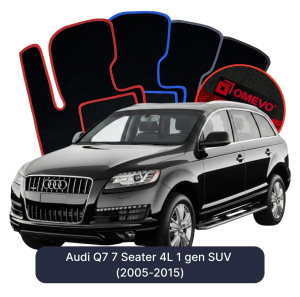 OMEVO Velour Car Mats for Audi Q7 7 Seater 4L 1 gen SUV (2005-2015)