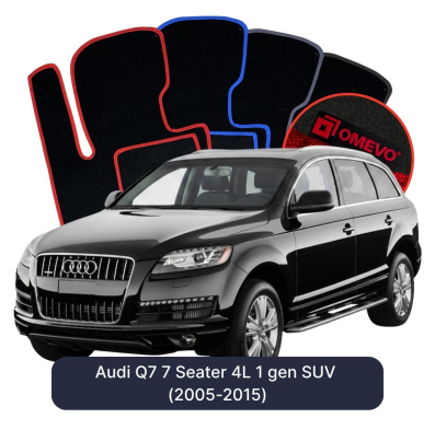 Velour car mats OMEVO for Audi Q7 7 Seater 4L 1 gen SUV (2005-2015)