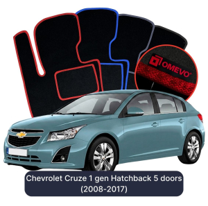 OMEVO Velour Car Mats for Chevrolet Cruze 1 gen Hatchback 5 doors (2008-2017)