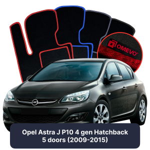 OMEVO Velour Car Mats for Opel Astra J P10 4 gen Hatchback 5 doors (2009-2015)