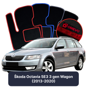 Velour car mats OMEVO for Škoda Octavia 5E3 3 gen Station Wagon (2013-2020)