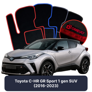 Velour car mats OMEVO for Toyota C-HR GR Sport 1 gen SUV (2016-2023)
