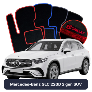 OMEVO Velour Car Mats for Mercedes-Benz GLC 220D 2 gen SUV (2022-2025)
