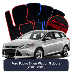 Velour car mats OMEVO for Ford Focus 3 gen Station Wagon (2010-2019)