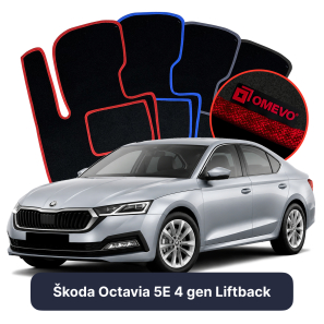 Velour car mats OMEVO for Škoda Octavia 5E 4 gen Liftback (2019-2025)