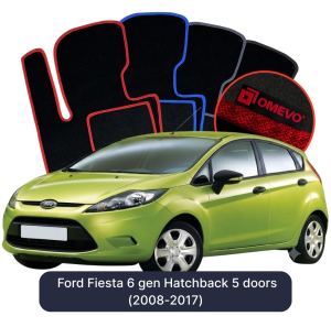 OMEVO Velour Car Mats for Ford Fiesta 6 gen Hatchback 5 doors (2008-2017)