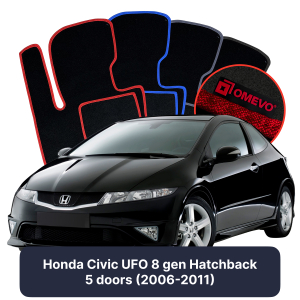 OMEVO Velour Car Mats for Honda Civic UFO 8 gen Hatchback 5 doors (2006-2011)