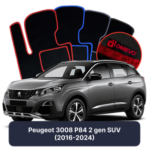 Velour car mats OMEVO for Peugeot 3008 P84 2 gen SUV (2016-2024)
