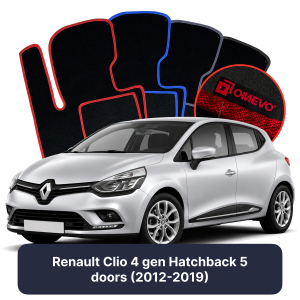 OMEVO Velour Car Mats for Renault Clio 4 gen Hatchback 5 doors (2012-2019)
