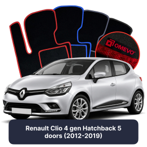 Velour car mats OMEVO for Renault Clio 4 gen Hatchback 5 doors (2012-2019)