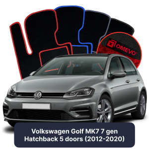 OMEVO Velour Car Mats for Volkswagen Golf MK7 7 gen Hatchback 5 doors (2012-2020)