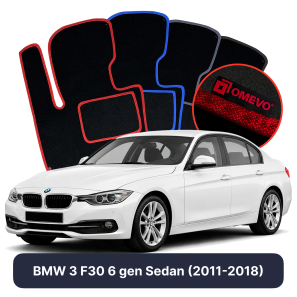 Velour car mats OMEVO for BMW 3 F30 6 gen Sedan (2011-2018)