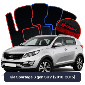 OMEVO Velour Car Mats for Kia Sportage 3 gen SUV (2010-2015)