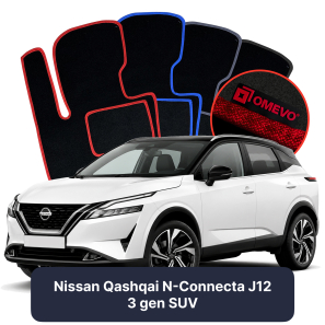 Velour car mats OMEVO for Nissan Qashqai N-Connecta J12 3 gen SUV (2021-2026)