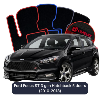 Velour car mats OMEVO for Ford Focus ST 3 gen Hatchback 5 doors (2010-2018)