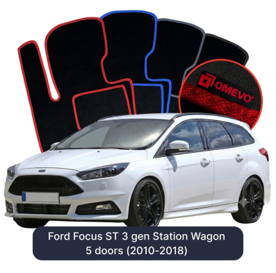 Velour car mats OMEVO for Ford Focus ST 3 gen Station Wagon 5 doors (2010-2018)