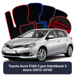 OMEVO Velour Car Mats for Toyota Auris E180 2 gen Hatchback 5 doors (2012-2018)