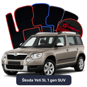 OMEVO Velour Car Mats for Škoda Yeti 5L 1 gen SUV (2009-2017)