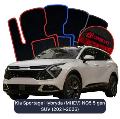 Velour car mats OMEVO for Kia Sportage Hybryda (MHEV) NQ5 5 gen SUV (2021-2025)