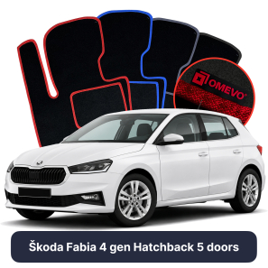 Velour car mats OMEVO for Škoda Fabia 4 gen Hatchback 5 doors (2021-2025)