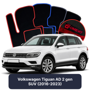 OMEVO Velour Car Mats for Volkswagen Tiguan AD 2 gen SUV (2016-2023)