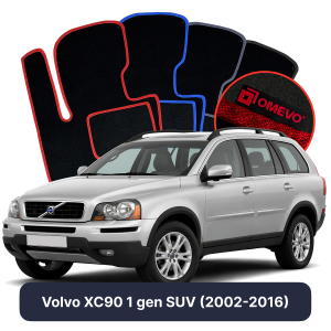 OMEVO Velour Car Mats for Volvo XC90 1 gen SUV (2002-2016)