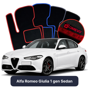 OMEVO Velour Car Mats for Alfa Romeo Giulia 1 gen Sedan (2016-2026)