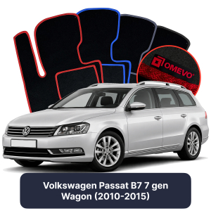 OMEVO Velour Car Mats for Volkswagen Passat B7 7 gen Station Wagon (2010-2015)