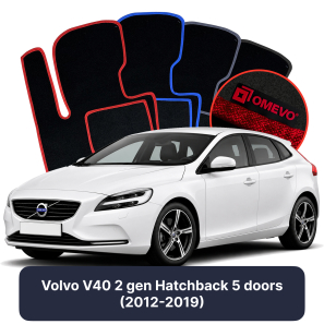 Velour car mats OMEVO for Volvo V40 2 gen Hatchback 5 doors (2012-2019)