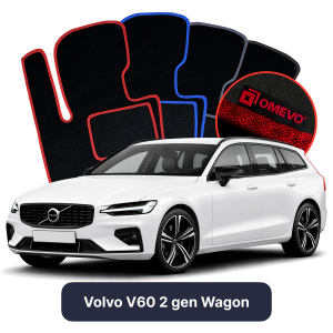 OMEVO Velour Car Mats for Volvo V60 2 gen Station Wagon (2018-2024)