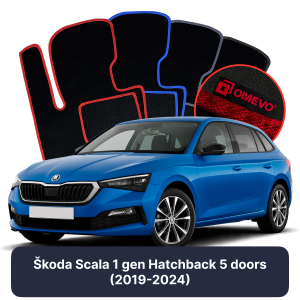 OMEVO Velour Car Mats for Škoda Scala 1 gen Hatchback 5 doors (2019-2024)