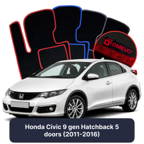 Velour car mats OMEVO for Honda Civic 9 gen Hatchback 5 doors (2011-2016)