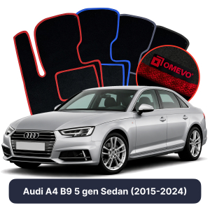 OMEVO Velour Car Mats for Audi A4 B9 5 gen Sedan (2015-2024)