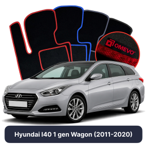 Velour car mats OMEVO for Hyundai I40 1 gen Station Wagon (2011-2020)