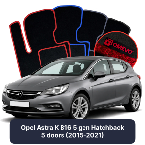 Velour car mats OMEVO for Opel Astra K B16 5 gen Hatchback 5 doors (2015-2021)