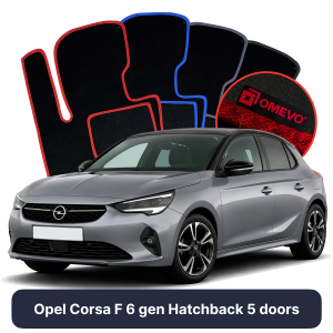 OMEVO Velour Car Mats for Opel Corsa F 6 gen Hatchback 5 doors (2019-2024)