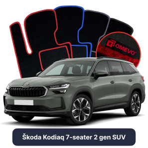 Velour car mats OMEVO for Škoda Kodiaq 7-seater 2 gen SUV (2024-2025)