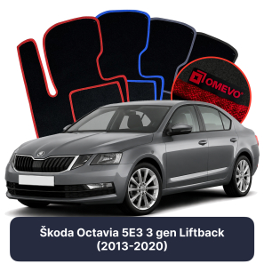 Velour car mats OMEVO for Škoda Octavia 5000 3 gen Liftback (2013-2020)