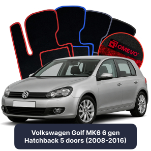 Velour car mats OMEVO for Volkswagen Golf MK6 6 gen Hatchback 5 doors (2008-2016)
