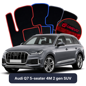 OMEVO Velour Car Mats for Audi Q7 5 Seater 4M 2 gen SUV (2015-2025)