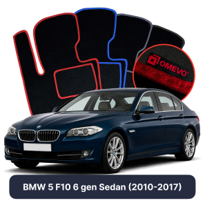 Velour car mats OMEVO for BMW 5 F10 6 gen Sedan (2010-2017)